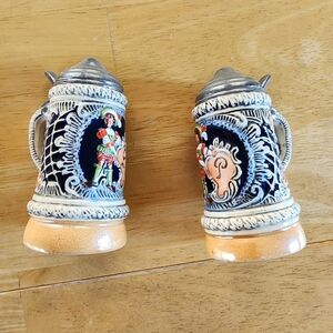 Ceramic Beer Stein Salt & Pepper Set with Intricate Design